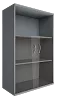 Офисный шкаф средний со стеклом и открытой полкой
