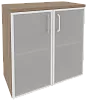 Офисный шкаф низкий широкий (2 низких фасада стекло в раме)