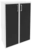 Офисный шкаф средний широкий (2 средних фасада чёрное стекло в раме)