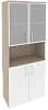 Офисный шкаф высокий широкий (2 низких фасада ЛДСП + 2 низких фасада стекло в раме)