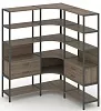 Трехсекционный угловой стеллаж пятиярусный с ящиками