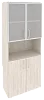 Офисный шкаф высокий широкий (2 низких фасада ЛДСП + 2 низких фасада стекло в раме)