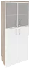 Офисный шкаф высокий широкий (2 средних фасада ЛДСП + 2 низких фасада стекло в раме)