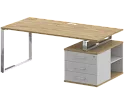 Стол руководителя на металлокаркасе с опорной тумбой (правый)