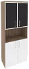 Офисный шкаф высокий широкий (2 низких фасада ЛДСП + 2 низких фасада чёрное стекло в раме)