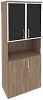 Офисный шкаф высокий широкий (2 низких фасада ЛДСП + 2 низких фасада чёрное стекло в раме)