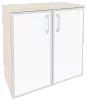 Офисный шкаф низкий широкий (2 низких фасада белое стекло в раме)