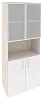Офисный шкаф высокий широкий (2 низких фасада ЛДСП + 2 низких фасада стекло в раме)