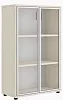 Офисный шкаф средний со стеклом с алюминиевой рамой