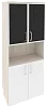 Офисный шкаф высокий широкий (2 низких фасада ЛДСП + 2 низких фасада чёрное стекло в раме)