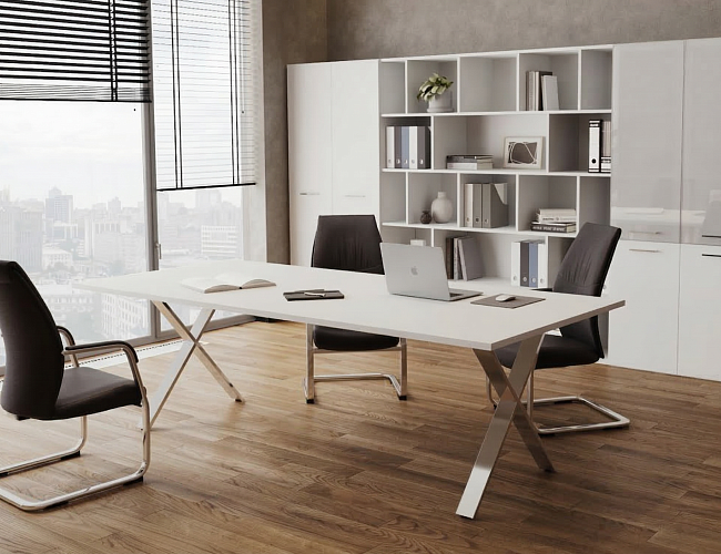 фото столы Кросс Белый